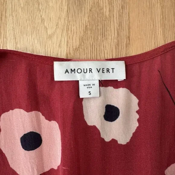 Amour Vert Elsie Silk Floral A-Line Dress Womens S Red Romantic Cocktail - Picture 7 of 11